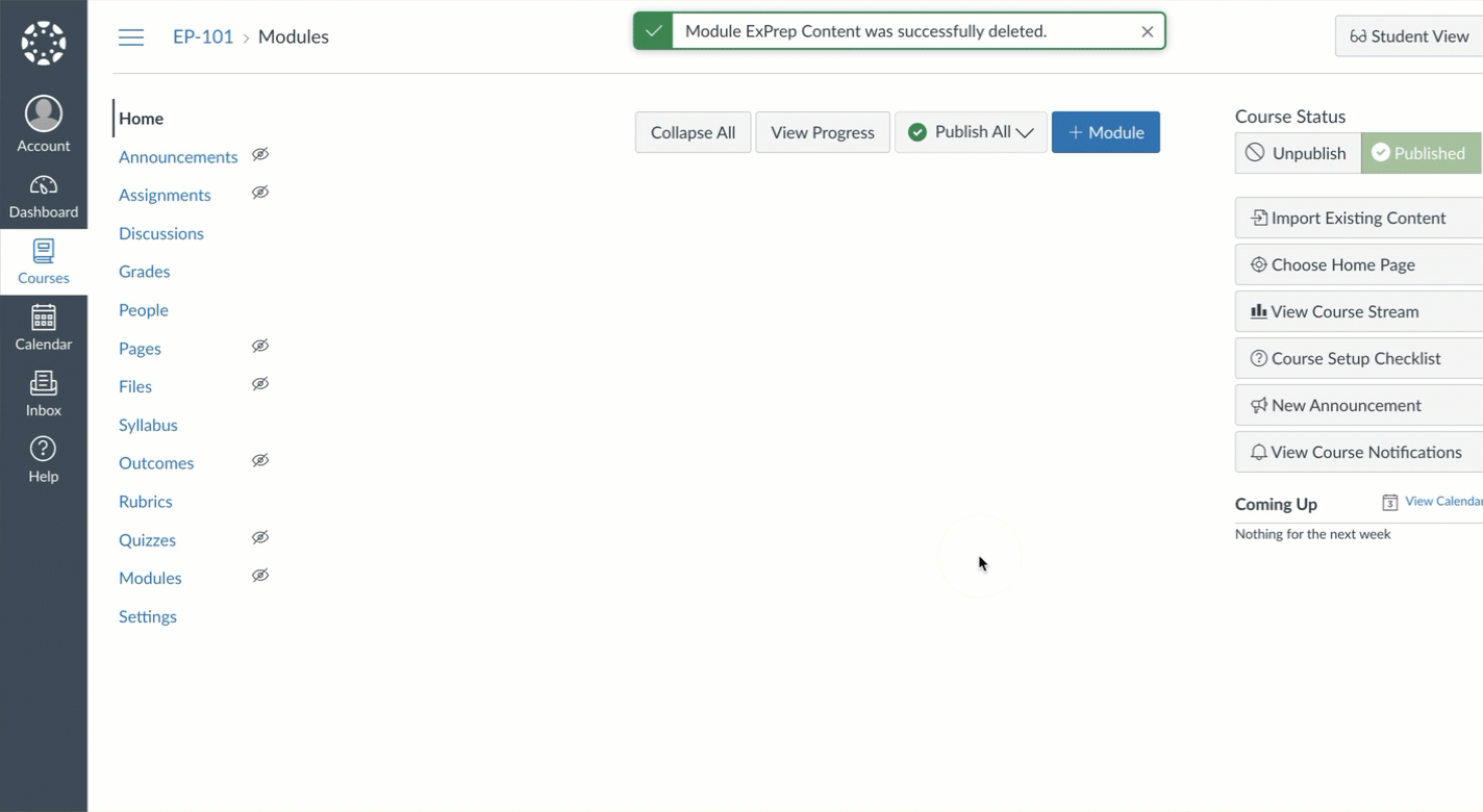 Animated video showing the steps to create the ExPrep Launch assignment in Canvas. 
