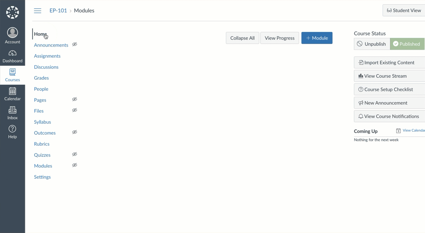 Animated video of creating an ExPrep deep link in Canvas.