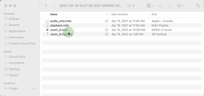 Video demonstrating steps to "get info" on a file.