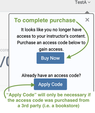ExPrep portal paywall popup menu.