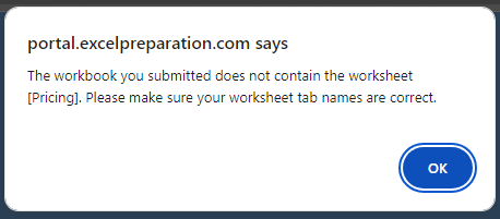 Sample error message when submitting an assignment. 