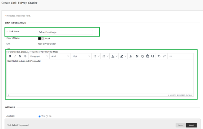 Assignment settings.
